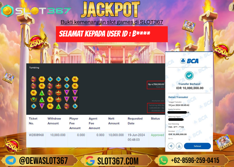 SLOT367 JACKPOT SLOT GATES OF OLYMPUS Rp.10.000.000.,- LUNASS