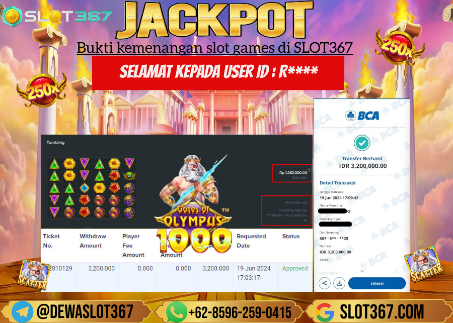 SLOT367 JACKPOT SLOT GATES OF OLYMPUS Rp.3.200.000.,- LUNAS