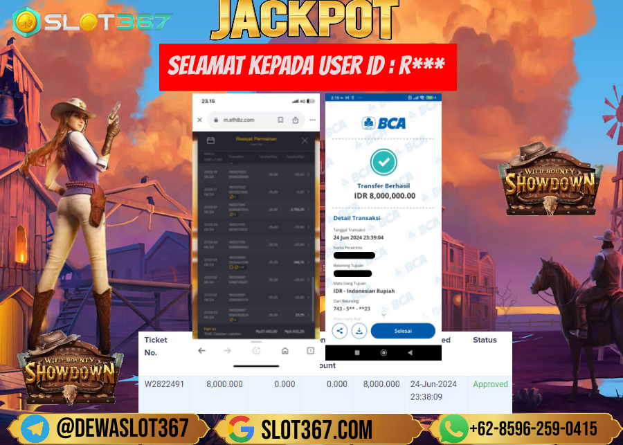 SLOT367 JACKPOT SLOT WILD BOUNTY SHOWDOWN Rp.8.000.000.,- LUNAS