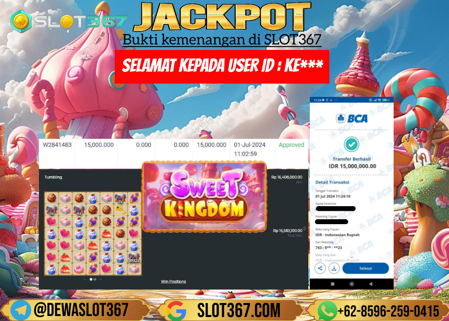 SLOT367 JACKPOT SLOT SWEET KINGDOMS Rp.15.000.000.,- LUNAS