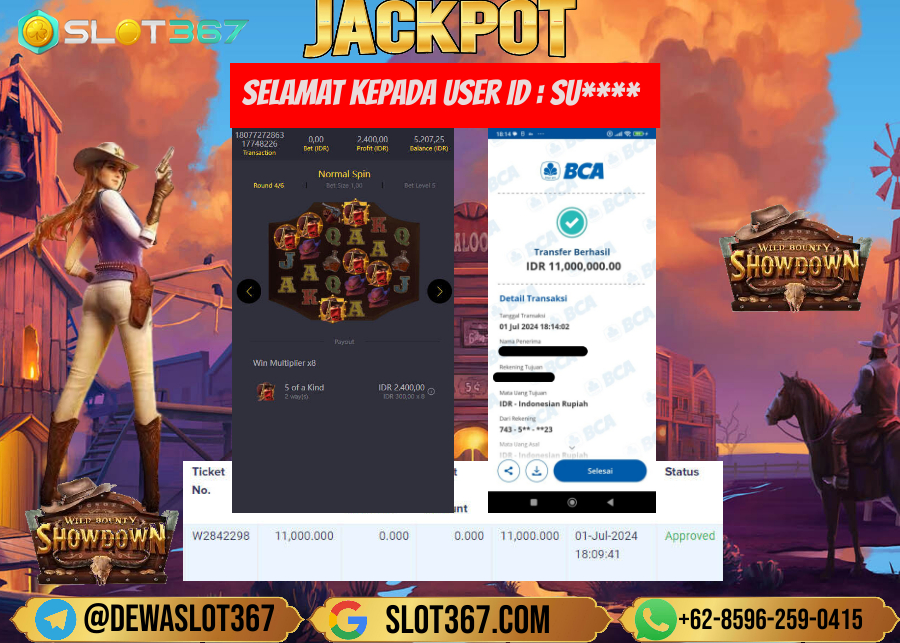 SLOT367 JACKPOT SLOT WILD BOUNTY SHOWDOWN Rp.11.000.000.,- LUNAS