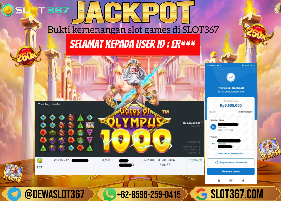 SLOT367 JACKPOT SLOT GATES OF OLYMPUS Rp.3.505.000.,- LUNAS