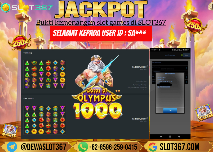 SLOT367 JACKPOT SLOT GATES OF OLYMPUS Rp.18.600.000.,- LUNAS